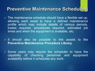 seminar report on computerised maintenance management system (CMMS)