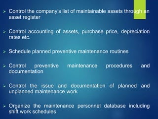 seminar report on computerised maintenance management system (CMMS)