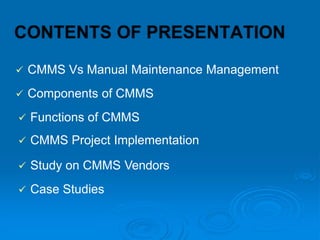 seminar report on computerised maintenance management system (CMMS)