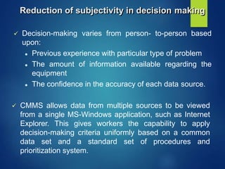 seminar report on computerised maintenance management system (CMMS)