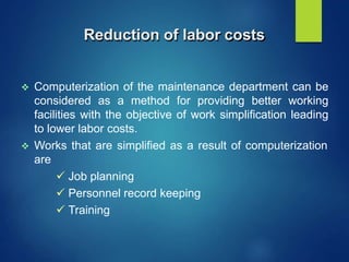 seminar report on computerised maintenance management system (CMMS)