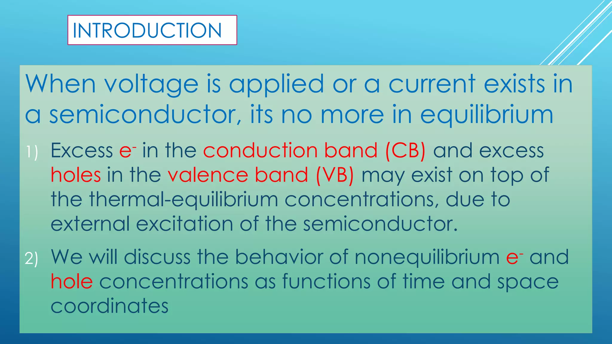 NON-EQUILIBRIUM EXCESS CARRIERS IN SEMICONDUCTORS | PDF