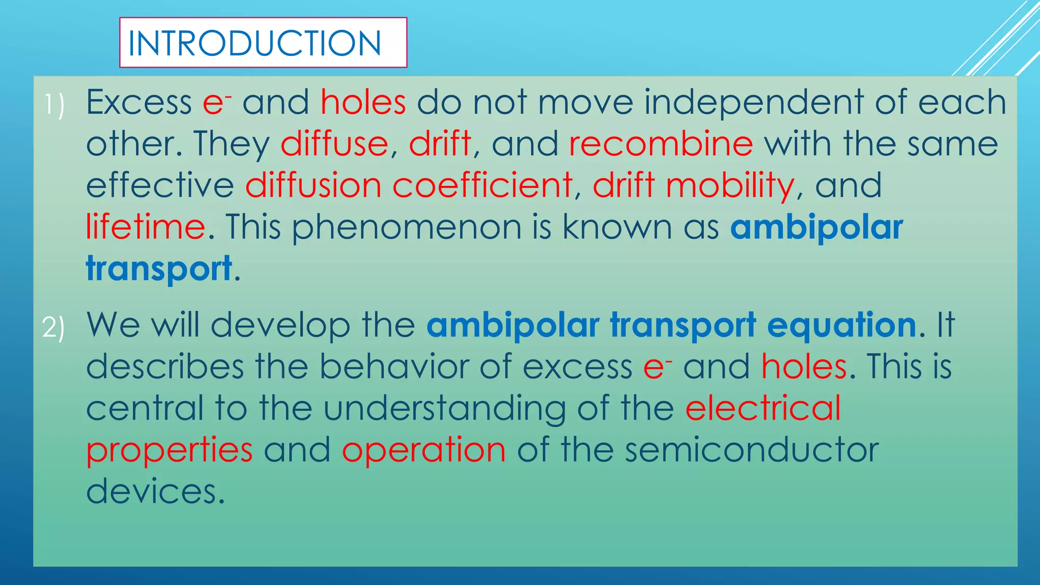 NON-EQUILIBRIUM EXCESS CARRIERS IN SEMICONDUCTORS | PDF