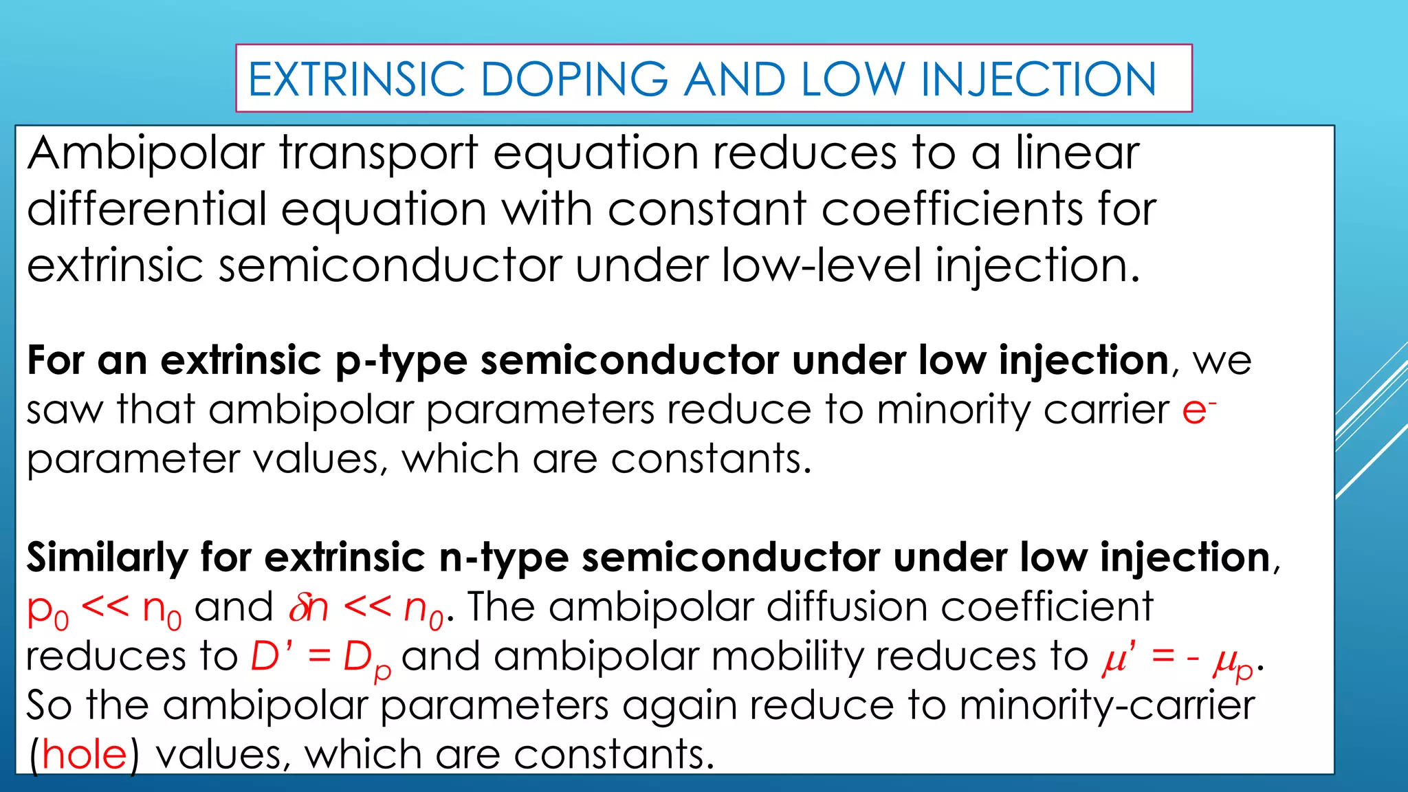 NON-EQUILIBRIUM EXCESS CARRIERS IN SEMICONDUCTORS | PDF