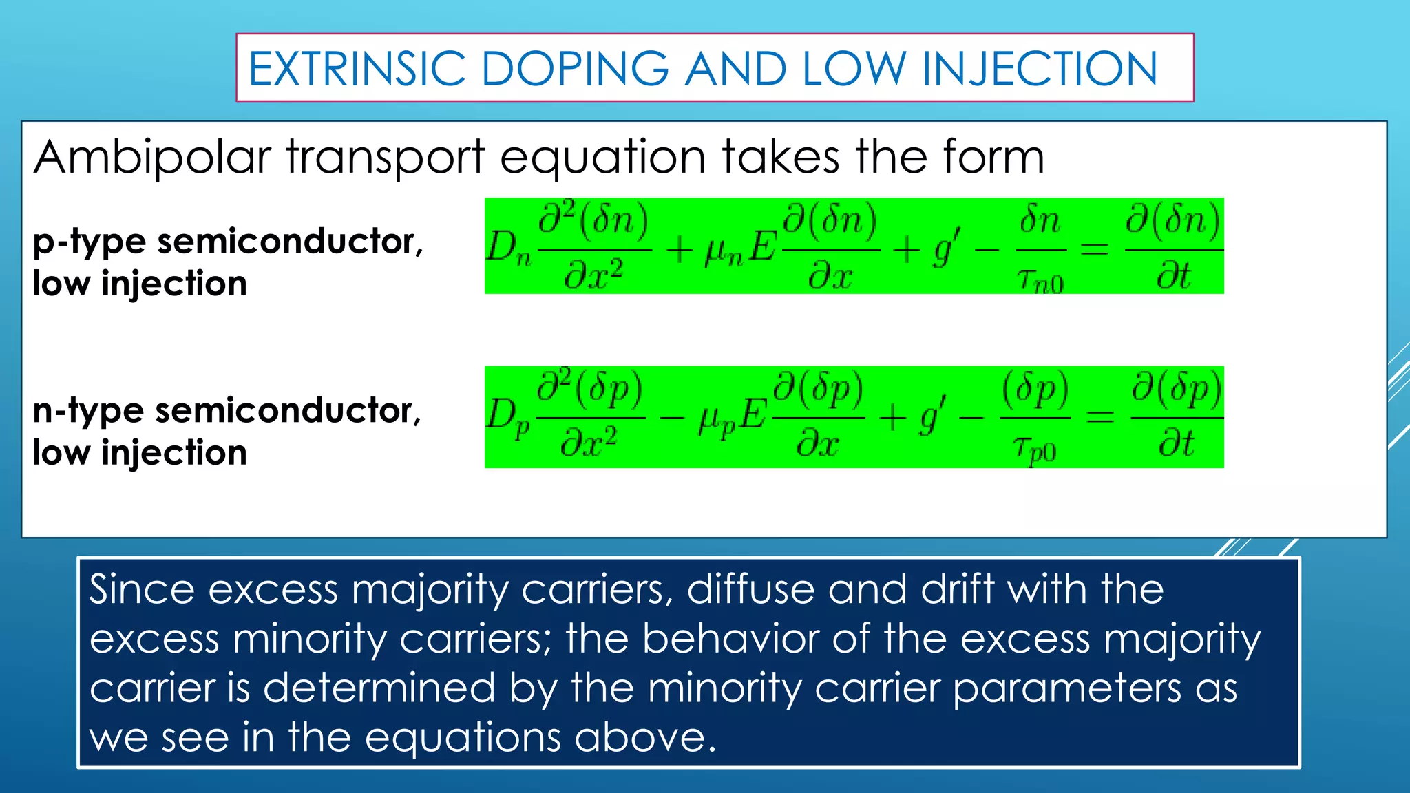 NON-EQUILIBRIUM EXCESS CARRIERS IN SEMICONDUCTORS | PDF