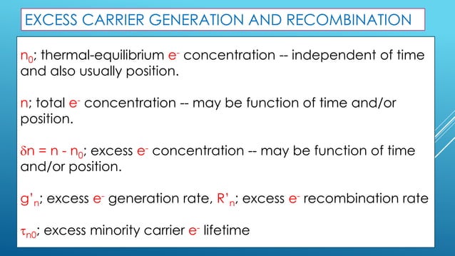 NON-EQUILIBRIUM EXCESS CARRIERS IN SEMICONDUCTORS | PDF | Chemistry ...
