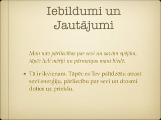 Iebildumi un
        Jautājumi

Man nav pārliecības par sevi un savām spējām,
tāpēc lieli mērķi un pārmaiņas mani biedē.

Tā ir ikvienam. Tāpēc es Tev palīdzēšu atrast
sevī enerģiju, pārliecību par sevi un drosmi
doties uz priekšu.
 