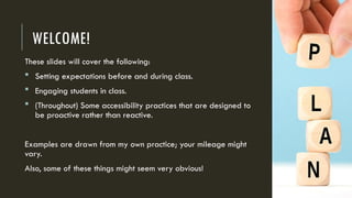 Classroom accessibility in higher education | PPT