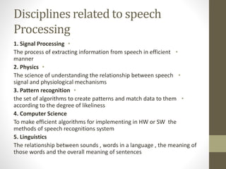 Speech Signal Processing | PPTX