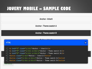 JQUERY MOBILE – SAMPLE CODE
 