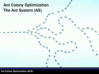 Ant Colony Optimization (ACO)
Ant Colony Optimization
The Ant System (AS)
 