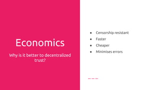 Distributed Record Keeping
No files
No legacy systems
No data redundancies
 