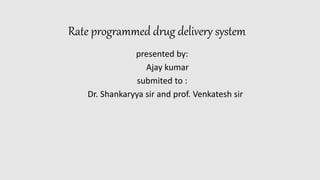 Rate programmed drug delivery system
presented by:
Ajay kumar
submited to :
Dr. Shankaryya sir and prof. Venkatesh sir
 