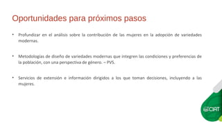 ¿Es género una variable determinante en la adopción de variedades modernas? El caso de arroz en Ecuador.
