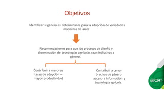 ¿Es género una variable determinante en la adopción de variedades modernas? El caso de arroz en Ecuador.