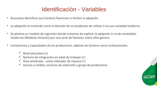 ¿Es género una variable determinante en la adopción de variedades modernas? El caso de arroz en Ecuador.