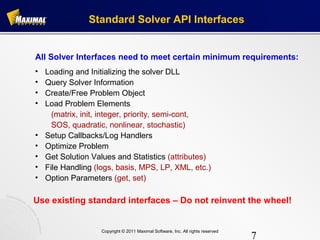 Seminar: CoinMP - Open Source Solver - Nov 2011 | PPT
