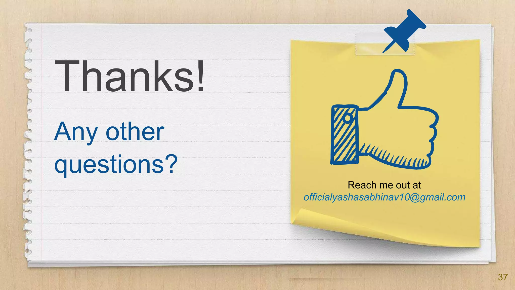 37
Thanks!
Any other
questions?
📌
Reach me out at
officialyashasabhinav10@gmail.com
 