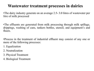 Seminar Dairy Industrial waste water treatment | PPTX