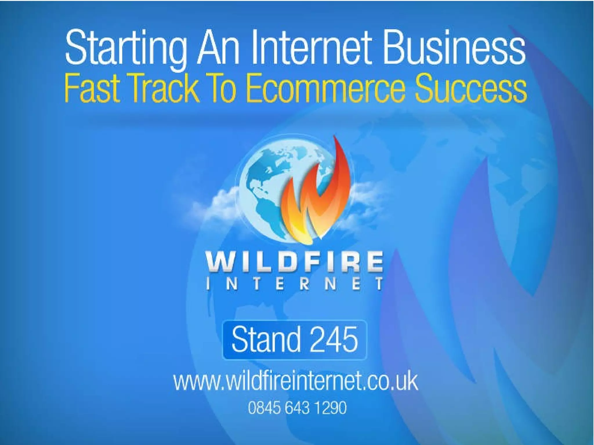 Starting An Internet Business Fast Track To Ecommerce Success Stand 245 www.wildfireinternet.co.uk 0845 643 1290 