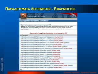 ΠΑΡΑΔΕΊΓΜΑΣΑ ΛΟΓΙ΢ΜΙΚΏΝ - ΕΦΑΡΜΟΓΏΝ
Λνγηζκηθό Γεκνηηθνύ, Λνγηζκηθό Γπκλαζίνπ
2006-20089/58
 