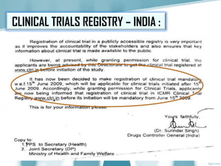 CLINICAL TRIALS REGISTRY – INDIA :
 