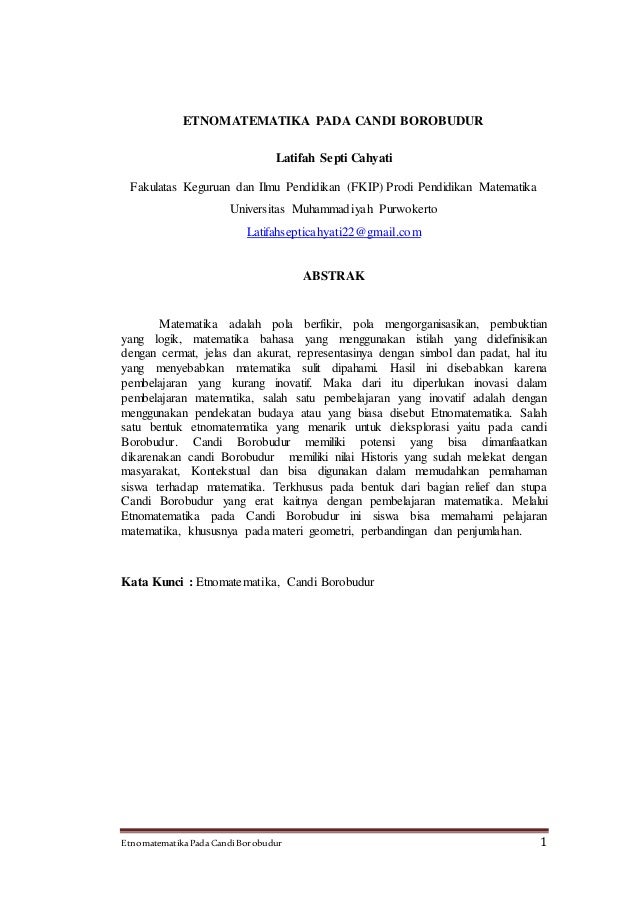 Etnomatematika Candi Borobudur Mata Kuliah Seminar Pendidikan Matema