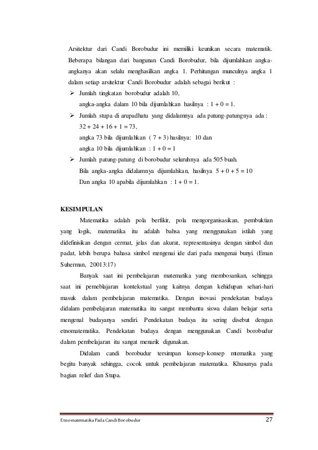 Etnomatematika Candi Borobudur Mata Kuliah Seminar Pendidikan Matematika