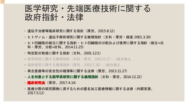 臨床研究法 研究責任医師の責務と特定臨床研究とその他の臨床研究ー