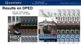Data-driven AI
Security HCI (DASH) Lab
Train set : 5,614 images
Validation set : 100 images
Results on DPED
 