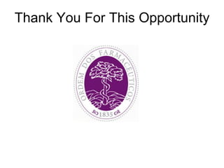 Thank You For This Opportunity
 