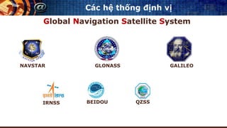 Các hệ thống định vị
Global Navigation Satellite System
NAVSTAR GLONASS GALILEO
IRNSS BEIDOU QZSS
 
