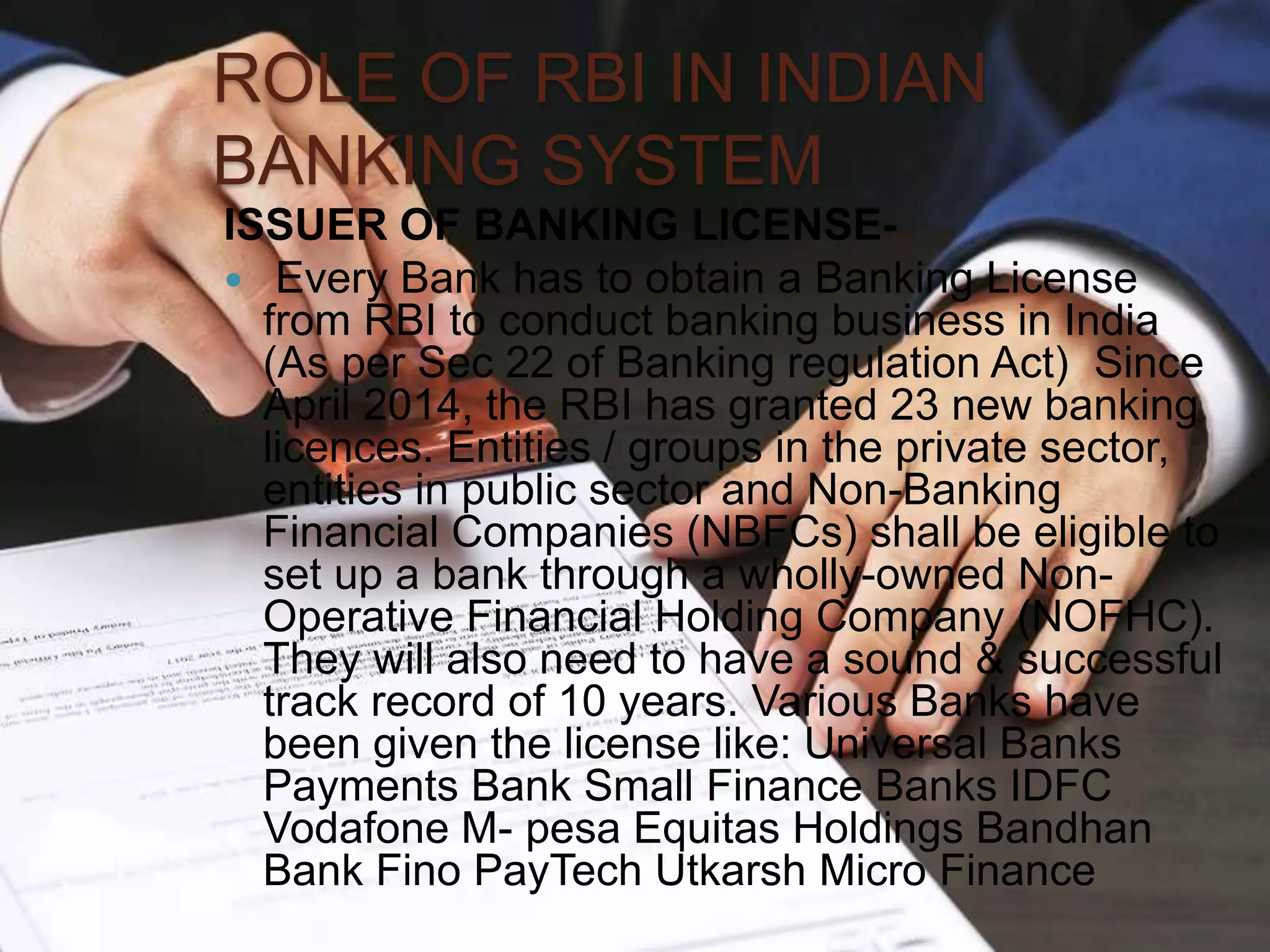 Role Of RBI in Indian Banking System | PPTX