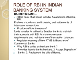 Role Of RBI in Indian Banking System | PPTX