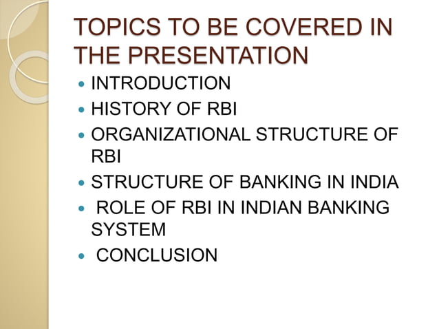 Role Of RBI in Indian Banking System | PPTX