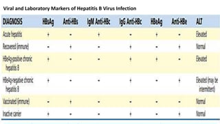 Viral and Laboratory Markers of Hepatitis B Virus Infection
 