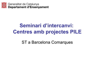 Seminari d’intercanvi:
Centres amb projectes PILE
ST a Barcelona Comarques
Neus Lorenzo

 