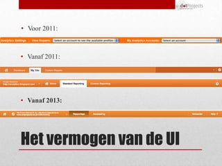 • Voor 2011:



• Vanaf 2011:




• Vanaf 2013:




Het vermogen van de UI
 