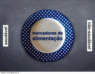 marcadores de
alimentação
saudável
não-saudável
sábado, 10 de agosto de 13
 