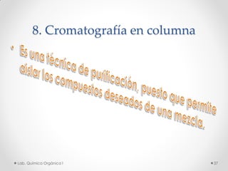 8. Cromatografía en columna
37Lab. Química Orgánica l
 