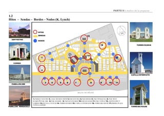 PARTE II : Análisis del la propuesta
1.2
Hitos – Sendas – Bordes – Nodos (K. Lynch)
HITOS
SENDAS
NODOS
1
2
3 4 5 6 7 8 9 10 11
12
13
14
15
16
17
1.PARQUE NATCHEZ 2. CASA TRUMAN SHOW 3.PAB.NATCHEZ 4.PAB.ODESSA 5. PAB. PENSACOLA 6. PAB. WEST
RUSKIN 7. PAB. OBE 8. PAB. SEASIDE 9. PAB ESTA RUSKIN 10.PAB.SAVANAH 11. PAB. TUPELO 12. ANFITEATRO Y
CORREO 13.ESCUELA LYCEUM 14. TORRES RUSKIN 15. CAPILLA INTERFAITH 16. TORRE BIG HOUSE 17.PIMERA PLAZA
TUPELO GAZEBO
TORRES RUSKIN
CAPILLA INTERFAITH
TORRE BIG HOUSE
PABELLÓN OBE
CORREO
ANFITEATRO
PABELLÓN PENSACOLA
 