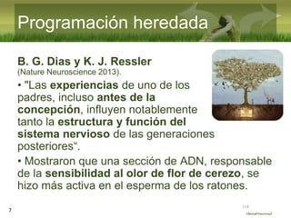 :(:|:)
Libertad Emocional
7
Programación heredada
B. G. Dias y K. J. Ressler
(Nature Neuroscience 2013).
• "Las experienci...