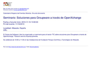 Seminario: Soluciones para Groupware a través de OpenXchange