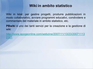 Seminario "Web 2.0 per la Statistica"