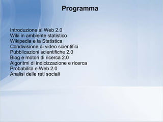 Seminario "Web 2.0 per la Statistica"