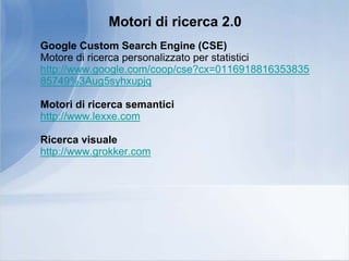 Seminario "Web 2.0 per la Statistica"