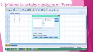 5. Señalamos las variables y pinchamos en “Pearson”
 