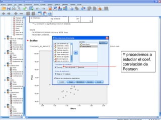 Y procedemos a
estudiar el coef.
correlación de
Pearson
 