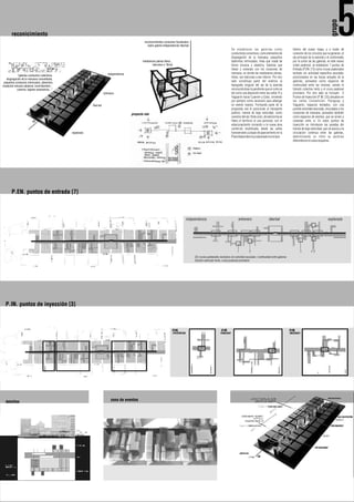 5




                                                                                                                                                                                                                                grupo
        reconicimiento
                                                                                                   reconocimientos corazones focalizados
                                                                                                      sobre galería independencia/ libertad
                                                                                                                                              Se establecen las galerías como                  Dentro del nuevo mapa, y a modo de
                                                                                                                                              conductores conectivos, como elementos de        conexión de los circuitos que se generan, el
                                                                                                                                              disgregación de la manzana, pequeños             eje principal de la avenida y el conformado
                                                                                                  medianeras planas libres...                 laberintos intrincados, línea que orada de       por la unión de las galerías, en este nuevo
                                                                                                          balcones a 18/sol                   forma sinuosa y aleatoria. Galerías que          orden peatonal, se establecen 7 puntos de
                                                                                                                                              llevan y conectan con los corazones de           Entrada (P.EN. [7]) como cruces peatonales
                                                                          independencia                                                       manzana, en donde las medianeras plenas,         techado sin actividad específica asociada,
             “galerías conductos colectivos,
                                                                                                                                              libres, son balcones a ese interior. Por otro    posicionados en las bocas actuales de la
   disgregación de la manzana consolidada,
 pequeños conductos intrincados, laberintos                                                                                                   lado constituye parte del análisis la            galerías, pensados como espacios de
oradación sinuosa aleatoria, incertidumbre...                                                                                                 topografía singular del eje de la avenida        continuidad entre las mismas, siendo el
            caverna, lugares sorpresivos...”                                                                                                  reconociéndose la pendiente que en corte se      tránsito colectivo lento y el cruce peatonal
                                                                       entrevero                                                              lee como una depresión entre las calles Yí y     prioritario. Por otro lado se incluyen 3
                                                                                                                                              Yaguarón hacia Cuareim y Ejido, sirviendo        Puntos de Inyección (P.IN. [3]) ubicados en
                                                                                                                                              por ejemplo como escenario para albergar         las calles Convención, Paraguay y
                                                            libertad                                                                          un evento masivo. Formando parte de la           Yaguarón, espacios techados, con una
                                                                                                                                              propuesta vial el posicionar al transporte       posible actividad asociada, vinculadas a los
                                                                                          proyecto vial                                       público, tranvía de baja velocidad, como         corazones de manzana, pensados también
                                                                                                                                              conector del eje 18 de Julio, de esta forma se   como espacios de eventos, que se sirven y
                                                                                                                                              libera el territorio al uso personal, con el     conectan entre sí. En estos puntos de
                                                                                                                                              estacionamiento sirviendo a la nueva área        inyección se introducen las paradas del
                                                                                                                                              comercial recalificada, desde las calles         tranvía de baja velocidad, que se asocia a la
                                                explanada                                                                                     transversales y playas de aparcamiento en la     circulación continua entre las galerías,
                                                                                                                                              Plaza Idependencia y explanada municipal.        determinando un ritmo se sectores
                                                                                                                                                                                               diferentes en el nuevo esquema.




        P.EN. puntos de entrada [7]




  P.IN. puntos de inyección [3]




  detalles                                                                   zona de eventos
 