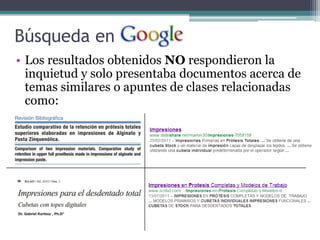 Búsqueda en
• Los resultados obtenidos NO respondieron la
  inquietud y solo presentaba documentos acerca de
  temas similares o apuntes de clases relacionadas
  como:
 